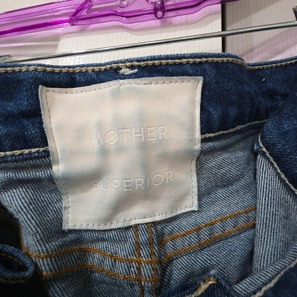Mother Jeans Womens 26 Blue Wash The Pinch Sneak Straight Denim Bad Reputation